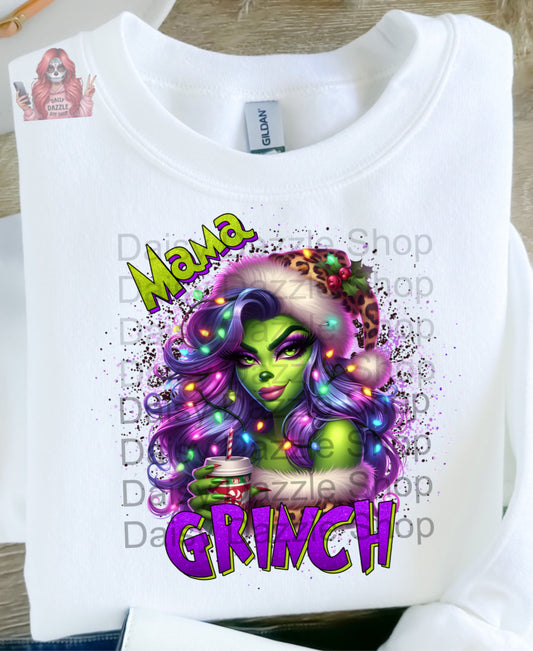 Christmas- purple grinchy mama - Full Color DTF Transfer