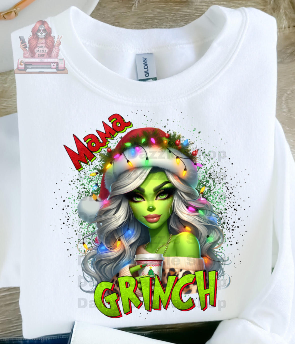 Christmas- white grinchy mama - Full Color DTF Transfer